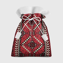 Мешок для подарков Славянский орнамент: красный, цвет: 3D-принт