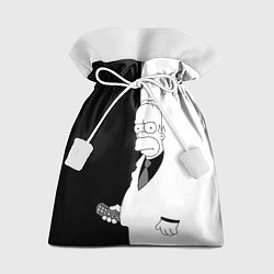 Мешок для подарков Гомер Симпсон - в смокинге - black and white, цвет: 3D-принт