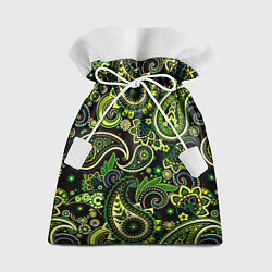 Мешок для подарков Ярко зеленые славянские узоры, цвет: 3D-принт
