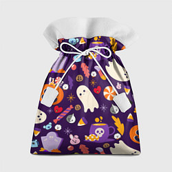 Мешок для подарков HALLOWEEN BTS BT21 PATTERN БТ21 БТС ХЕЛЛОУИН, цвет: 3D-принт