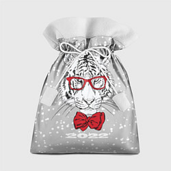 Мешок для подарков Белый тигр с красным бантом, цвет: 3D-принт