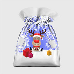 Мешок для подарков Олень окруженный подарками, цвет: 3D-принт