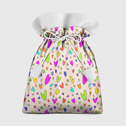 Мешок для подарков Яркие розовые сердечки, цвет: 3D-принт
