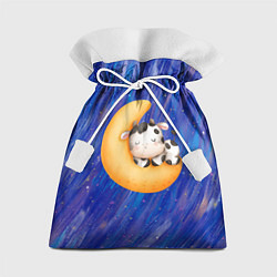 Мешок для подарков Спящий бычок на луне, цвет: 3D-принт