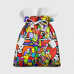 Мешок для подарков Romero Britto - love collage, цвет: 3D-принт