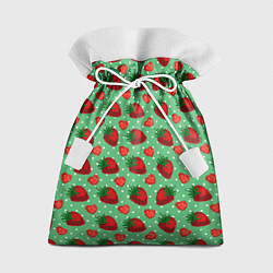 Мешок для подарков Клубника на зеленом фоне, цвет: 3D-принт
