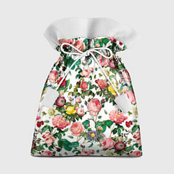 Мешок для подарков Узор из летних роз Summer Roses Pattern, цвет: 3D-принт