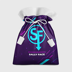 Мешок для подарков Символ Sally Face в неоновых цветах на темном фоне, цвет: 3D-принт