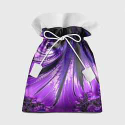 Мешок для подарков Неоновый фрактал черный с фиолетовым Абстракция, цвет: 3D-принт
