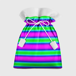 Мешок для подарков Зеленый и фиолетовые яркие неоновые полосы striped, цвет: 3D-принт