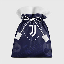 Мешок для подарков Лого Juventus в сердечке на фоне мячей, цвет: 3D-принт