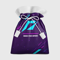 Мешок для подарков Символ Need for Speed в неоновых цветах на темном, цвет: 3D-принт