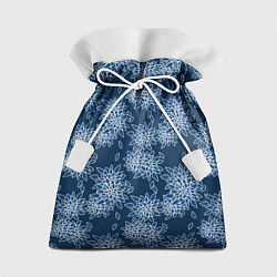 Мешок для подарков Темно-синий цветочный узор pattern, цвет: 3D-принт