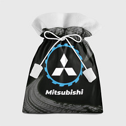 Мешок для подарков Mitsubishi в стиле Top Gear со следами шин на фоне, цвет: 3D-принт
