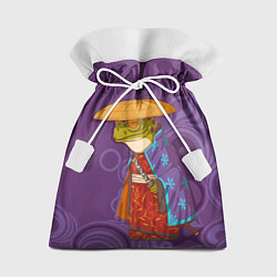 Мешок для подарков Лягуха-самурай на фиолетовом фоне, цвет: 3D-принт