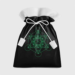 Мешок для подарков Куб Метатрона на чёрном фоне, цвет: 3D-принт
