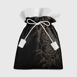 Мешок для подарков Элегантные розы на черном фоне, цвет: 3D-принт