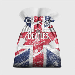 Мешок для подарков The Beatles - лого на фоне флага Великобритании, цвет: 3D-принт