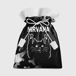 Мешок для подарков Группа Nirvana и рок кот, цвет: 3D-принт