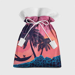 Мешок для подарков Человек отдыхает в гамаке под пальмами, цвет: 3D-принт