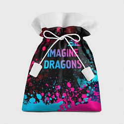 Мешок для подарков Imagine Dragons - neon gradient: символ сверху, цвет: 3D-принт