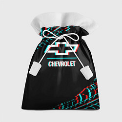 Мешок для подарков Значок Chevrolet в стиле glitch на темном фоне, цвет: 3D-принт