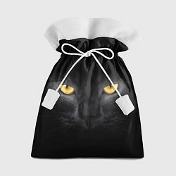 Мешок для подарков Чёрная кошка с оранжевыми глазами, цвет: 3D-принт