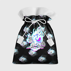 Мешок для подарков Cyberpunk 2077 neon samurai glitch art colors, цвет: 3D-принт