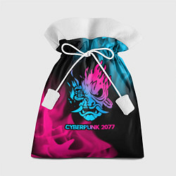 Мешок для подарков Cyberpunk 2077 - neon gradient, цвет: 3D-принт