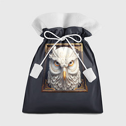 Мешок для подарков Белая сова - барельеф в раме, цвет: 3D-принт