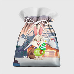 Мешок для подарков Зайчик с елочкой в руках, цвет: 3D-принт