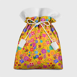 Мешок для подарков Нарисованные цветы - орнамент, цвет: 3D-принт