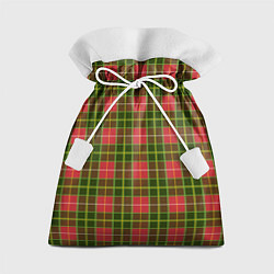 Мешок для подарков Ткань Шотландка красно-зелёная, цвет: 3D-принт