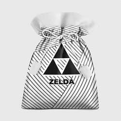 Мешок для подарков Символ Zelda на светлом фоне с полосами, цвет: 3D-принт