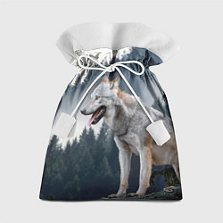Мешок для подарков Волк на фоне леса, цвет: 3D-принт