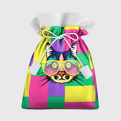 Мешок для подарков Кот в стиле поп-арт, цвет: 3D-принт