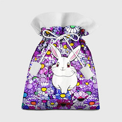 Мешок для подарков Веселый кролик в цветах, цвет: 3D-принт