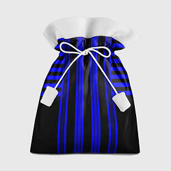 Мешок для подарков Черно синий полосатый узор, цвет: 3D-принт