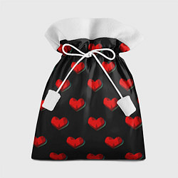 Мешок для подарков Красные сердца полигоны, цвет: 3D-принт