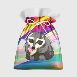 Мешок для подарков Енот ест арбуз, цвет: 3D-принт