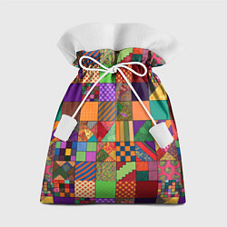 Мешок для подарков Разноцветные лоскуты от нейросети, цвет: 3D-принт