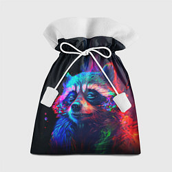 Мешок для подарков Енот в неоновой дымке, цвет: 3D-принт
