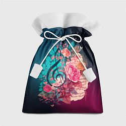 Мешок для подарков Цветы и музыкальная нота, цвет: 3D-принт