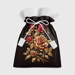 Мешок для подарков Красные и золотые розы, цвет: 3D-принт