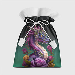 Мешок для подарков Неоновый дракон с цветами, цвет: 3D-принт