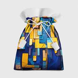 Мешок для подарков Синие и жёлтые фигуры, цвет: 3D-принт