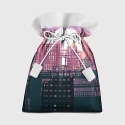Мешок для подарков Пиксельный пейзаж города - закат, цвет: 3D-принт