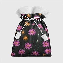Мешок для подарков Полевые цветы на черном фоне, цвет: 3D-принт
