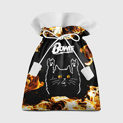 Мешок для подарков David Bowie рок кот и огонь, цвет: 3D-принт