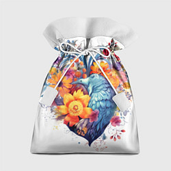 Подарочный мешок Цветочное сердце с птицами